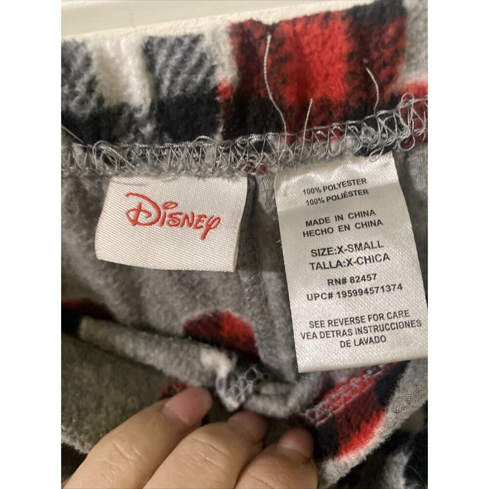 Disney Mickey Mouse Logo Pajama Bottoms Fleece Lounge Pants Elastic Waist XS - Picture 5 of 8